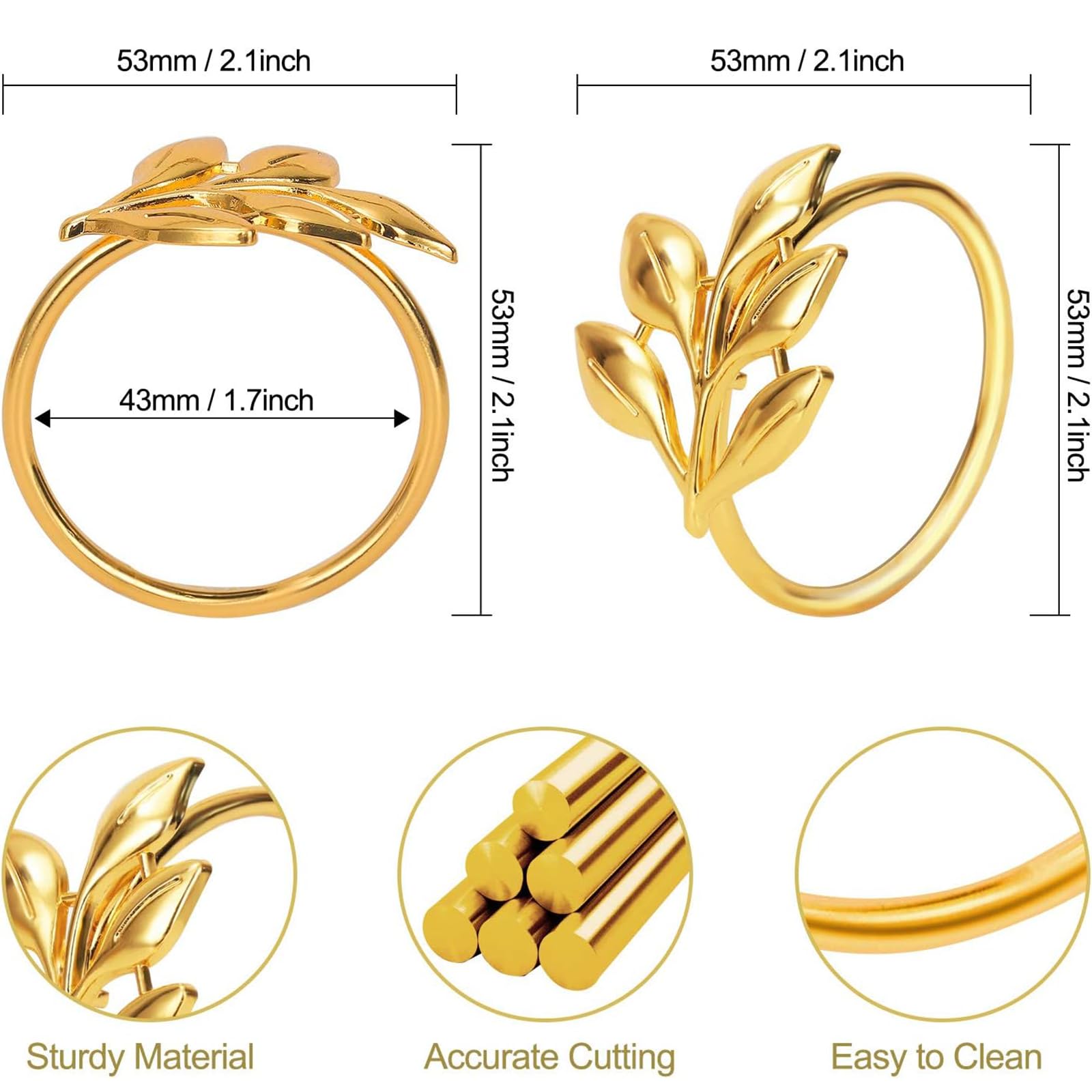 Serviettenringe aus Metall, Blatt-Design, 50 Stück, goldfarben, Serviettenringe, Abendessen, Bankett, Serviette, Dekoration, Esstisch, für Thanksgiving, Weihnachten, Halloween, Urlaub