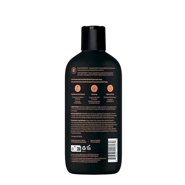 ATTITUDE Men's Shampoo and Conditioner 2-in-1, Nourishing For Dry Hair and Scalp, With Panthenol and Ginseng, 97% Natural Origin Ingredients, EWG Verified, Patchouli & Bourbon, 14 Fl Oz 8