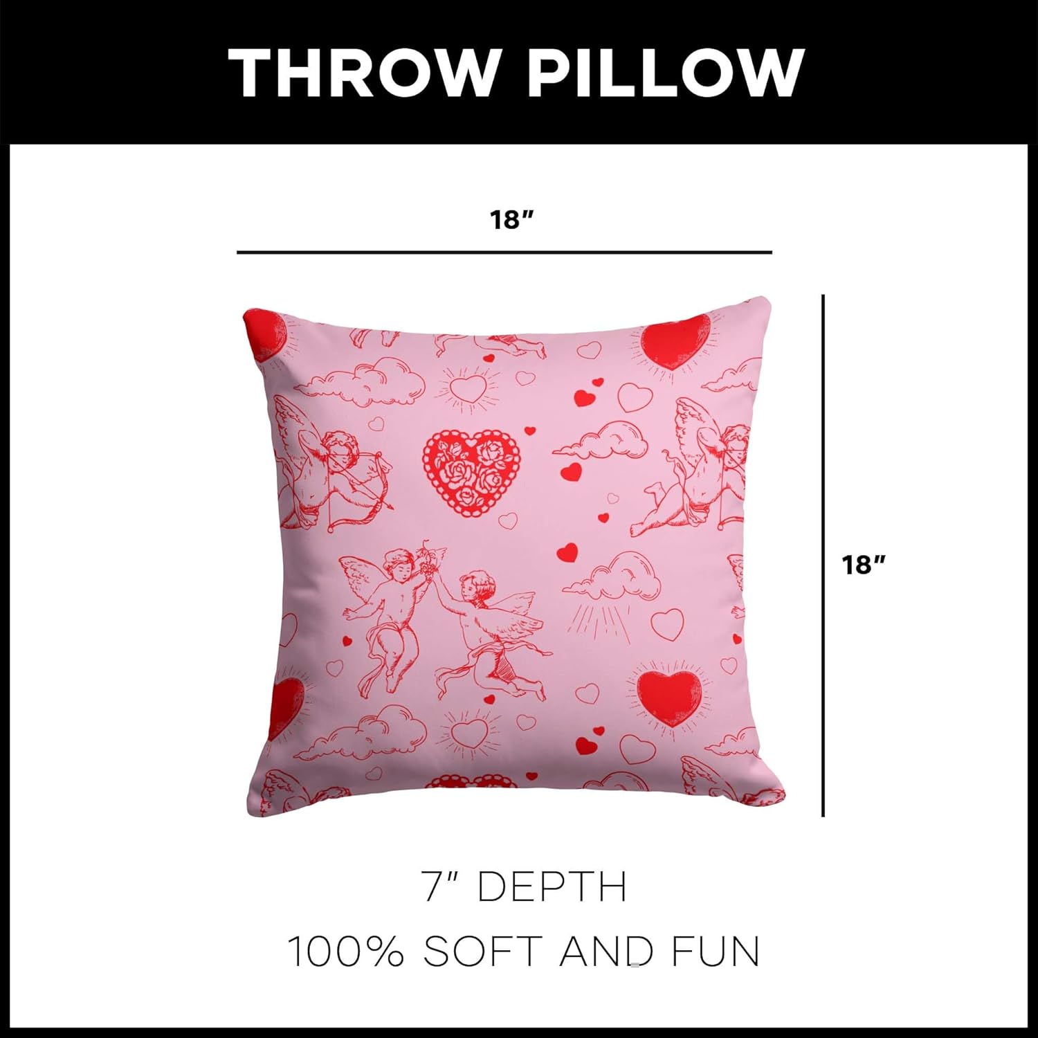 NORTHWEST Valentine's Day, Cupid, Throw Pillow 18 x 18 Inches