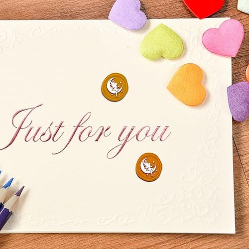 Miniatura 5 de CRASPIRE Sello de cera de luna, sello de cera de hadas, 0.787 in, retro, vintage, extraíble, latón, cabeza con mango de madera, para invitaciones de