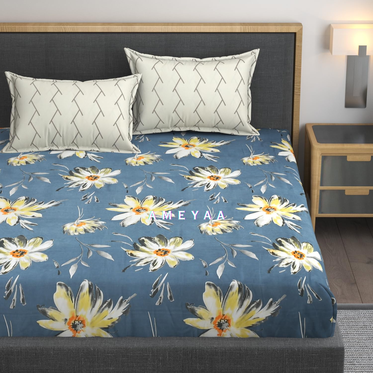 King Size Fitted Bedsheet - Premium Cotton Feel -17