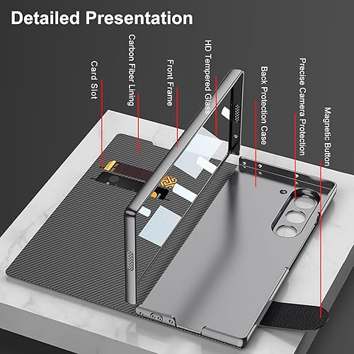 Miniatura 90 de DOOTOO - Funda para Samsung Galaxy Z Fold 6 con soporte de anillo, Z Fold6 S Pen con soporte y cubierta deslizante para cámara y protector