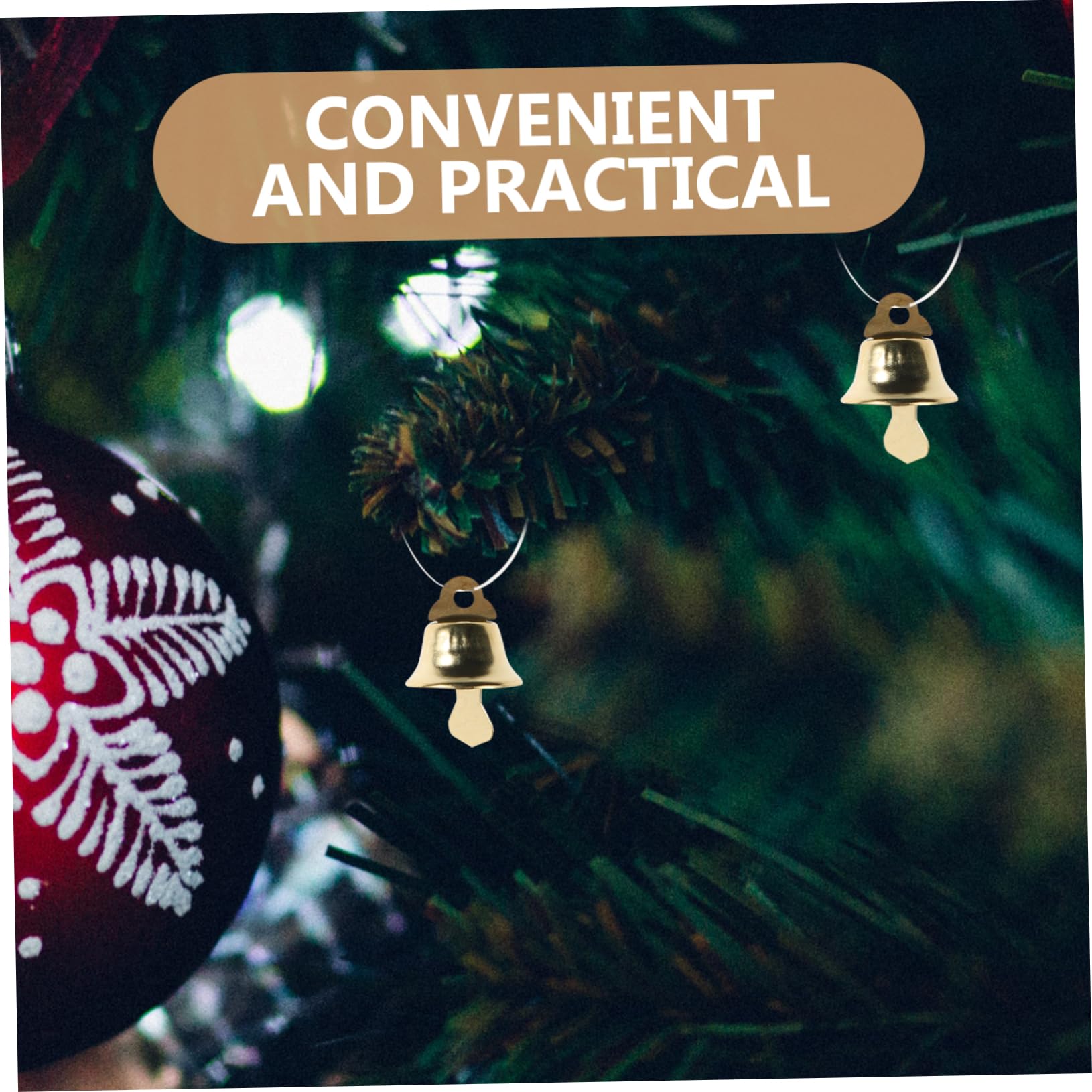 Mikikit 120pezzi Mini Campana di Natale Ciondolo Ciondolo Fai da Te Ornamento Dorato di Natale Pendente per Albero