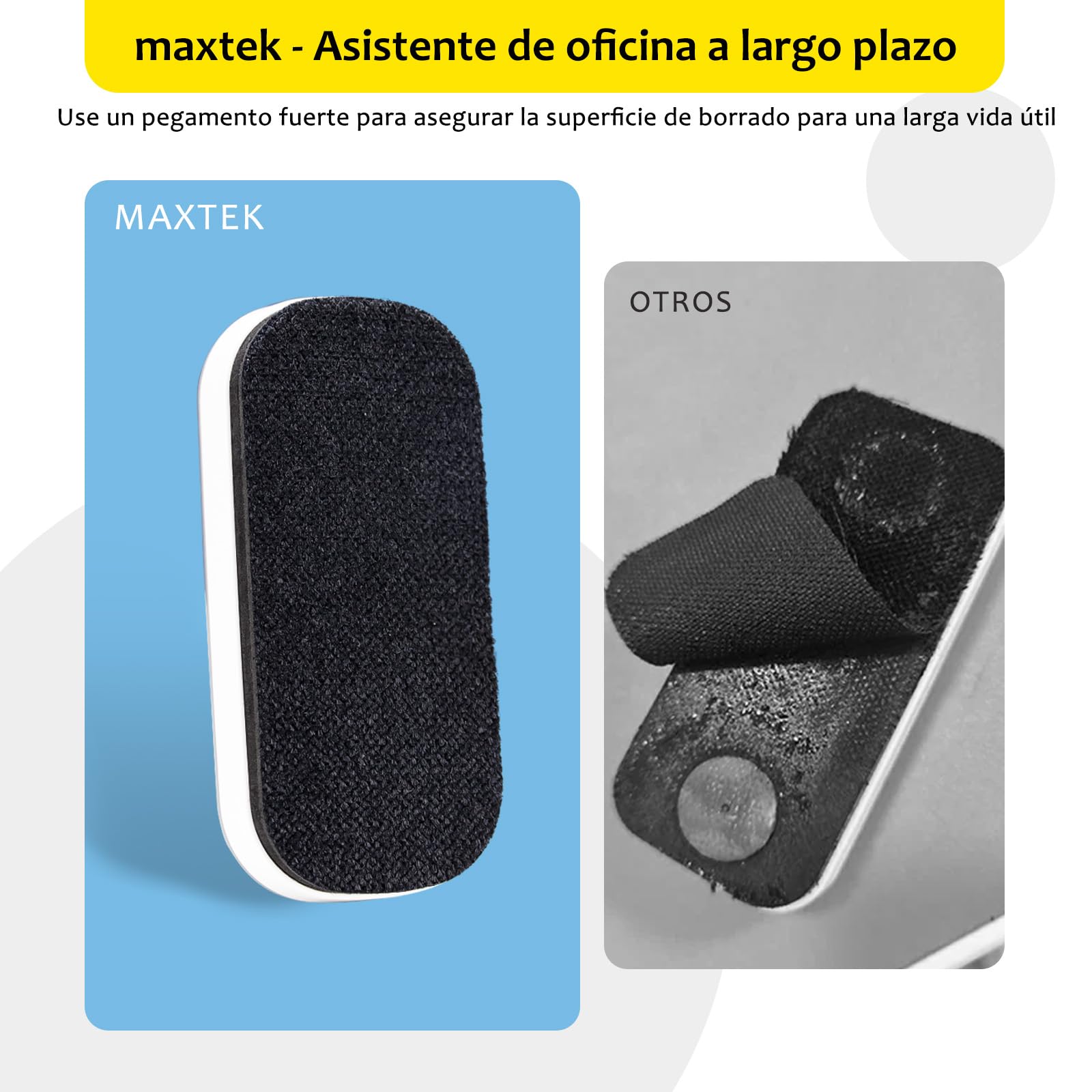 maxtek Borrador Pizarra Blanca Magnetico, 2 Piezas Borrador Pizarra Blanca con Imanes Fuertes, Diseño Ergonómico, para Escuela, Oficina y Hogare(Gris)