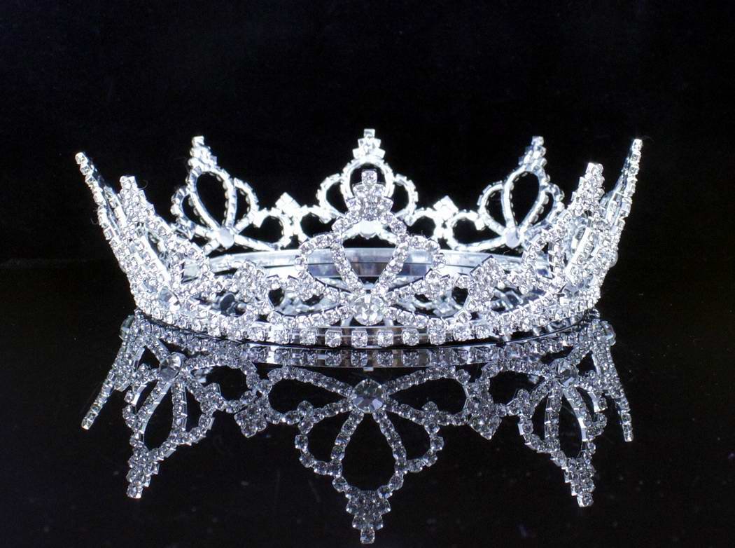 Crystal Iconic Full Crown Tiara Silver / Clear Silver Clear Rhinestone Flower Girl Tiara | First Communion  main image 3