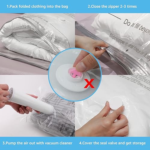 Miniatura 4 de Rainbow Craft - Bolsas de almacenamiento al vacío para ropa almohadas y mantas paquete de 18 unidades 12 bolsas ahorradoras de espacio y 6 bolsas