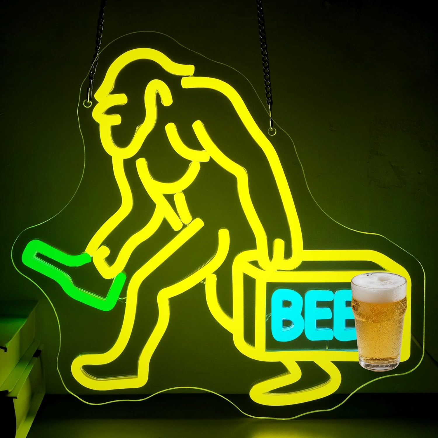Beer Neon Sign for Wall Decor Dimmable Neon Light Up Sign for Man Cave Neon Lights for Bedroom Led Business Signs Suitable for Bar Home Bar Store Bistro Party Club Restaurant Size12.5 * 11.8In(P162)