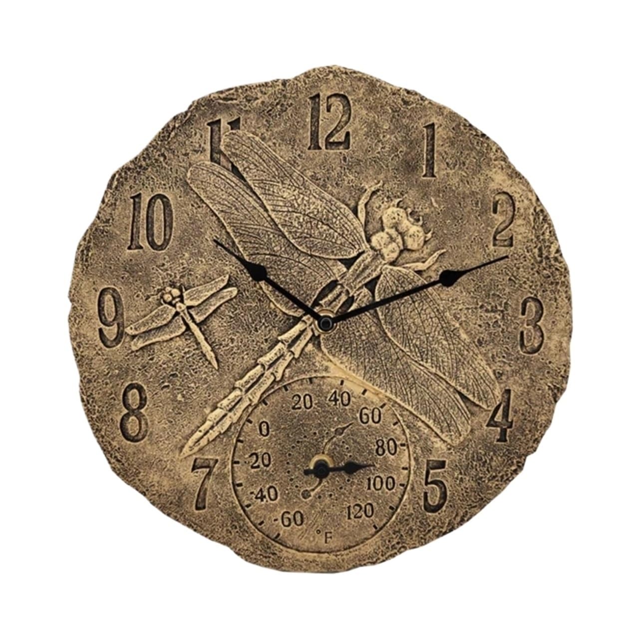 ZHSOAO Resin Wall Clock Thermometer Outdoor for Patio, Pool, Garden