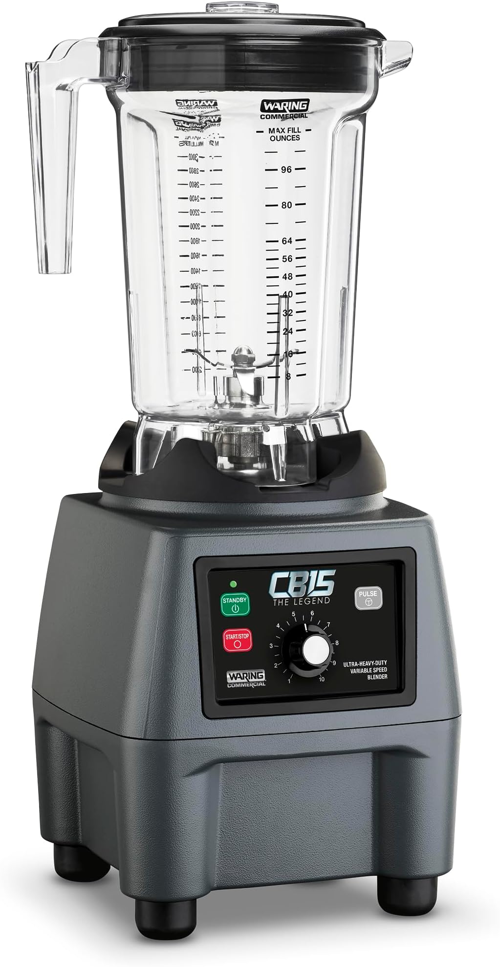 Waring Commercial CB15VP Ultra Heavy Duty 3.75 HP Blender, Electric Touchpad Controls with Variable Speed, BPA Free Copolyester 1 Gallon Container, 120V, 5-15 Phase Plug, Gray