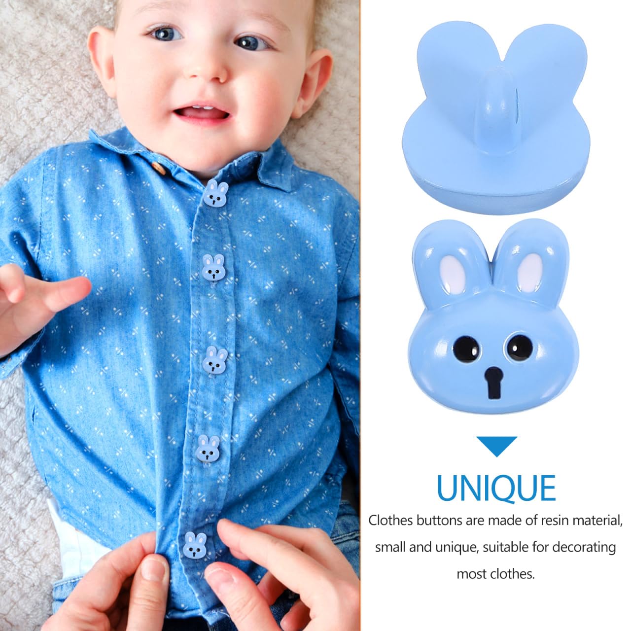 SEWACC 12pcs Resin Bunny Buttons, Rabbit Craft Buttons for Sewing Decorative Clothing DIY Projects, Blue, 1.70X1.50X1.00CM - Image 4