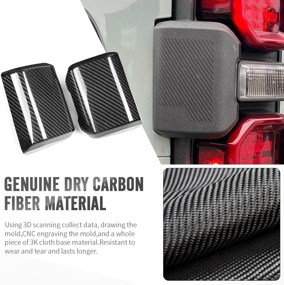 Tail Light Lamp Cover Guard Trim Bezel for Bronco Raptor Only U725 Off-Road Truck 2021 2022 2023 2024,Carbon Fiber for Bronco Rear Brake Lamp Cover (Glossy Carbon Tailight Small Cover)