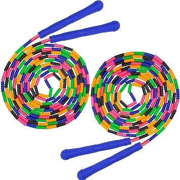 Coolrunner 16 FT Long Jump Rope2 PACK, Double Dutch Jump Ropes, Soft Beaded Skipping for Kids Adults, Plastic Segmented Long Enough for 4-5 Jumpers