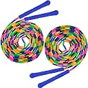 Coolrunner 16 FT Long Jump Rope(2 PACK), Double Dutch Jump Ropes, Soft Beaded Skipping for Kids Adults, Plastic Segmented Long Enough for 4-5 Jumpers