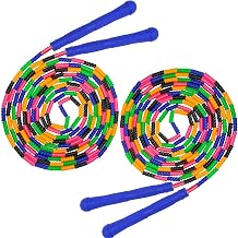 Coolrunner 16 FT Long Jump Rope(2 PACK), Double Dutch Jump Ropes, Soft Beaded Skipping for Kids Adults, Plastic Segmented Long Enough for 4-5 Jumpers