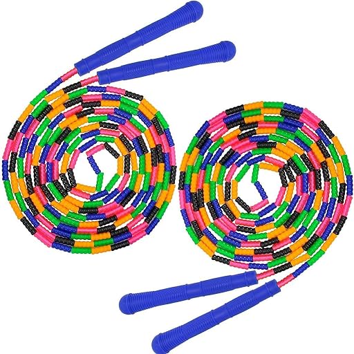 Coolrunner 16 FT Long Jump Rope(2 PACK), Double Dutch Jump Ropes, Soft Beaded Skipping for Kids Adults, Plastic Segmented Long Enough for 4-5 Jumpers