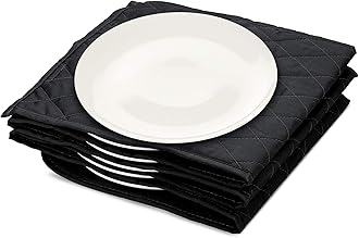 Navaris Electric Plate Warmer - 10 Plate Blanket Heater Pockets for Warming Dinner Plates to 165 Degrees in 10 Minutes - Thin Folding Design - Black
