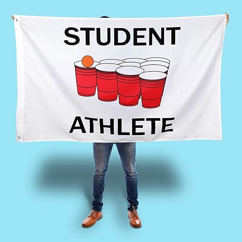 Miniatura 4 de Tatuo Bandera de estudiante atleta universitario de 3 x 5 pies para dormitorio, divertido tapiz para interiores y exteriores con ojales para colgar