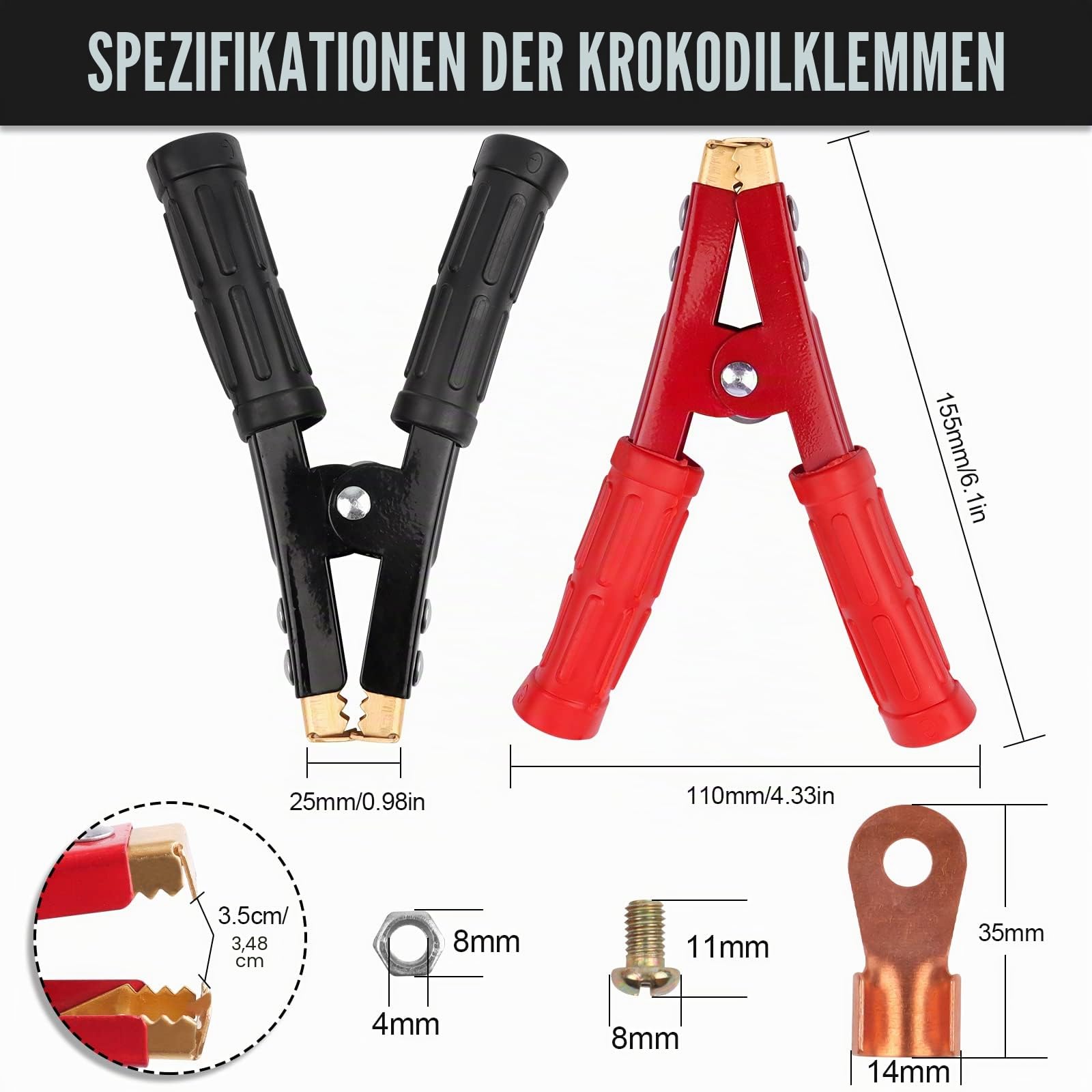 Kroko-Klemmen Abgreifklemmen SET Prüfkabel Batterie Messkabel Verbindungskabel