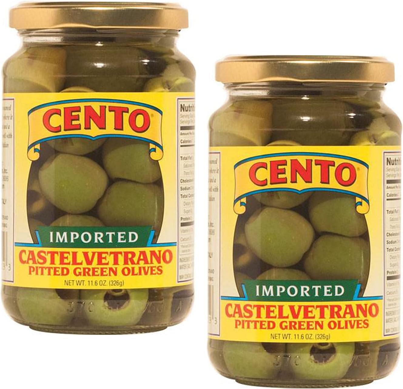 Cento Castelvetrano Pitted Green Olives 11.6 oz Jars