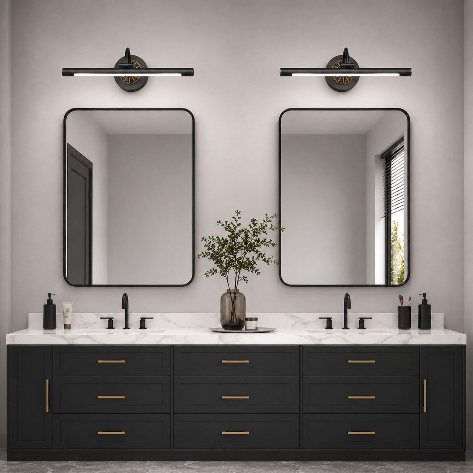 Lampe Miroir LED Style Américain Vintage, Luminaire Linéaire Laiton
