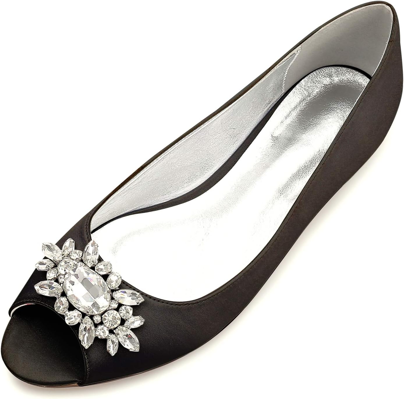 Women's Ballerina Ballet Flats Ladies Satin Sexy Peep Toe Low Heel Flat Office Work Smart Slip on Shoes