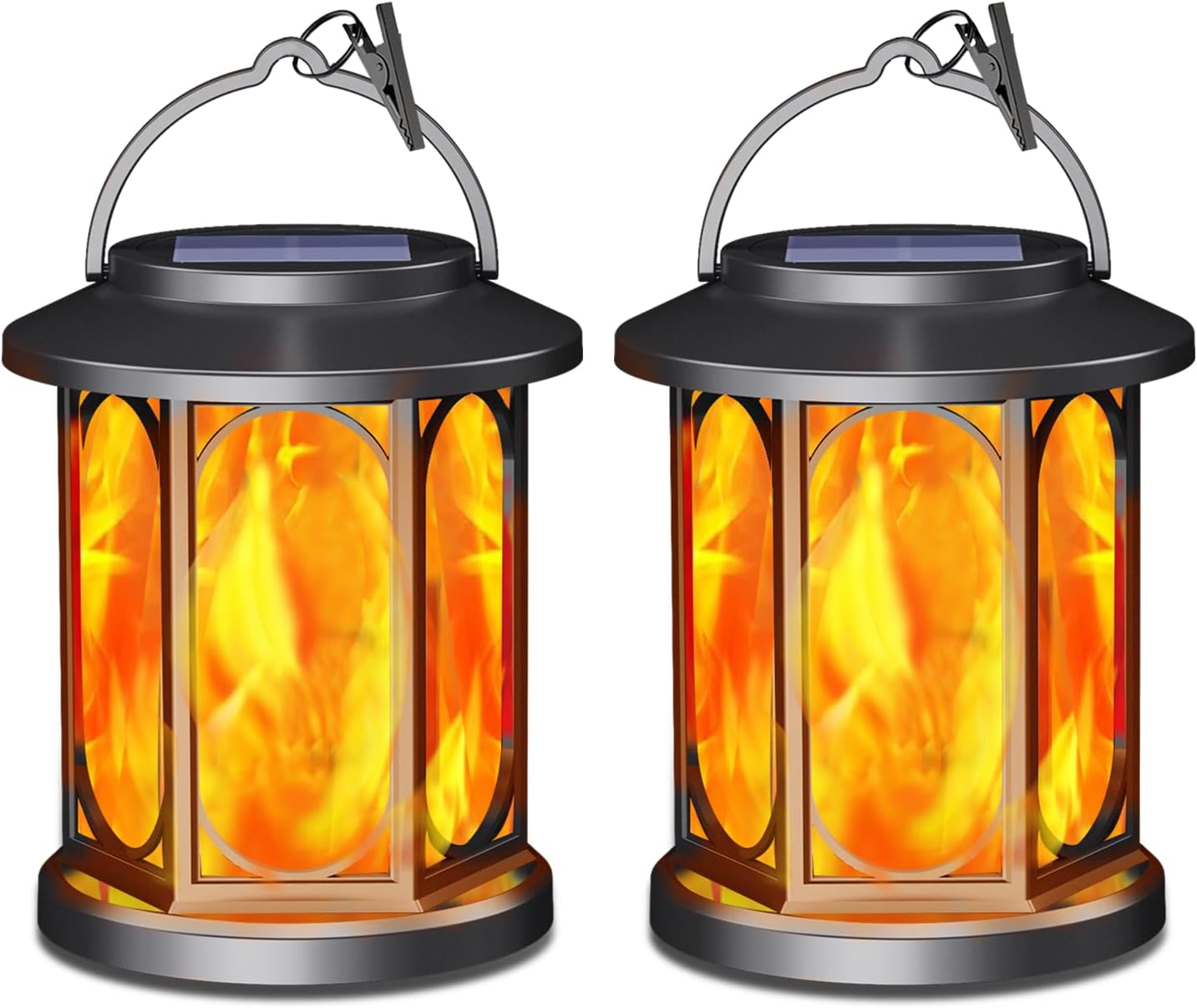 AityvertSolar Lights Outdoor Upgraded Solar Lantern Flickering Flame Outdoor Waterproof Hanging Lanterns Decorative LED Christmas Lights 2 Pack