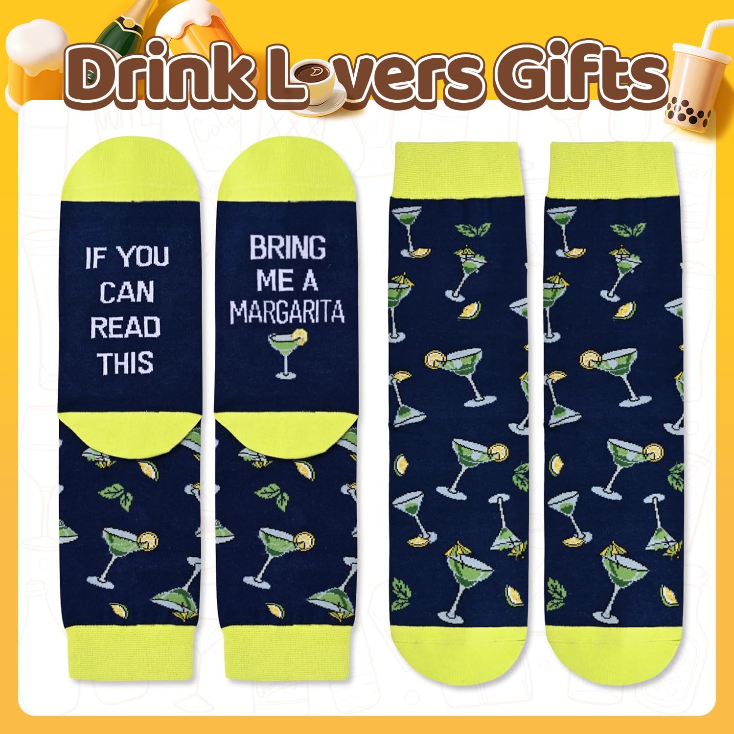 HAPPYPOP Funny Socks for Men Women - Taco Margarita Gifts, Maxican Food Socks - Image 6