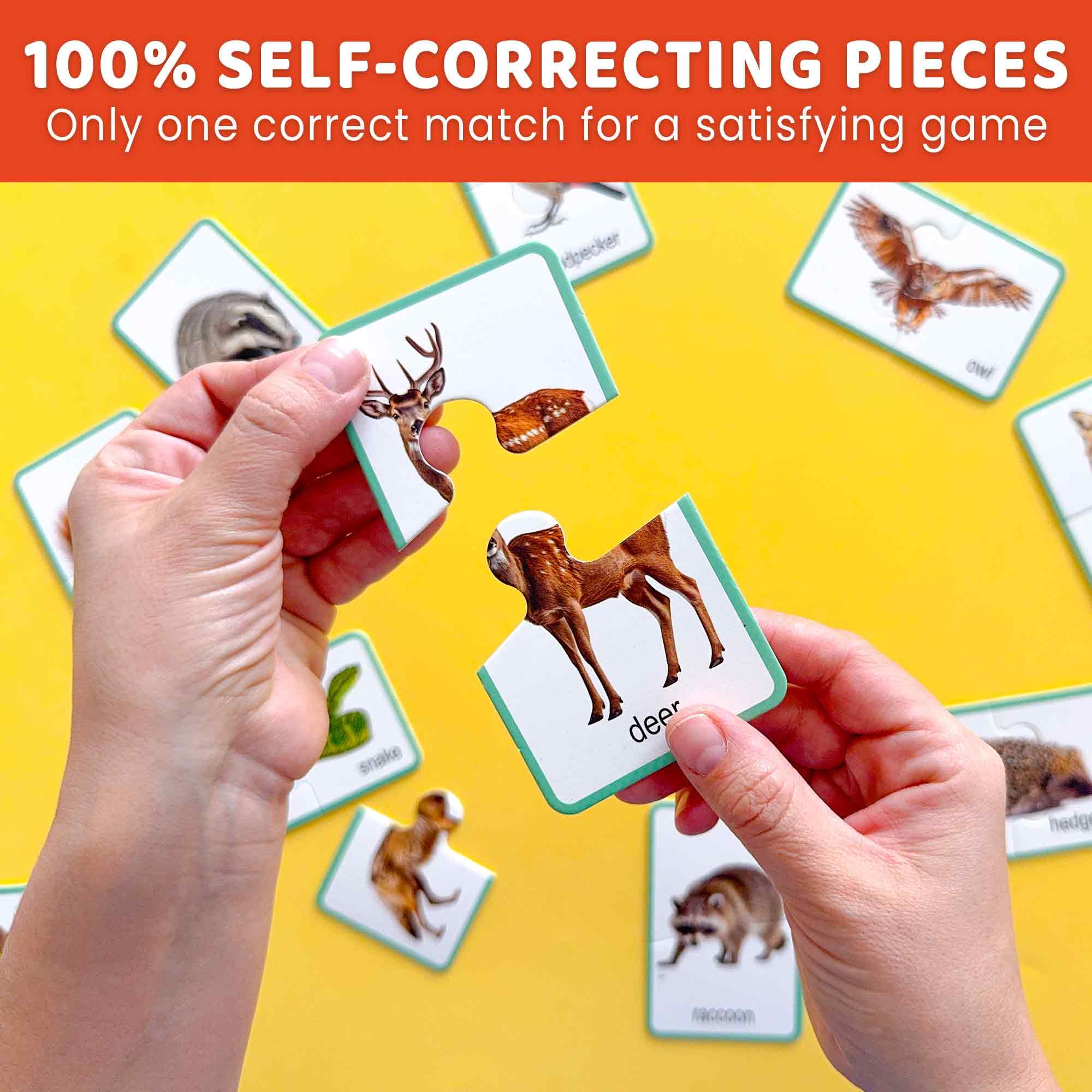 QUOKKA Toddler Puzzles Ages 2-4, 100% Self-Correcting 16 Realistic Matching Forest Animals - Image 3