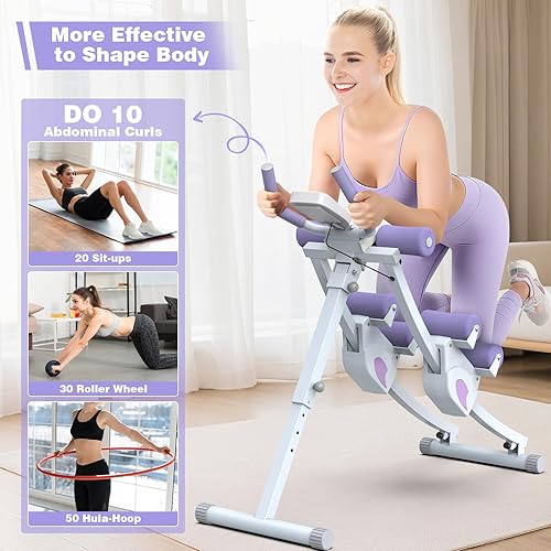 Vista 17 de Ab Workout Equipment, Ab Machine for Women, Adjustable Core Abdominal Exercise Fitness Equipment, Foldable Waist Trainer Ab Crunch Home Gym Systems