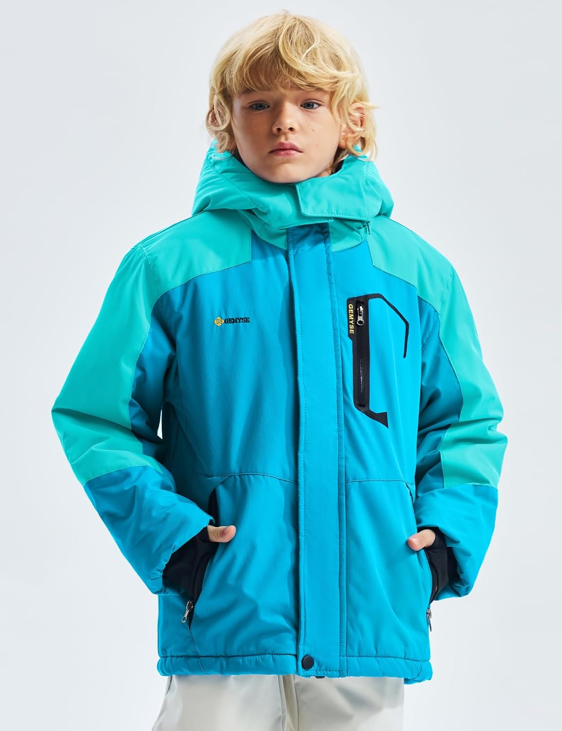 GEMYSE Boy's Waterproof Ski Snow Jacket Hooded Fleece Windproof Winter Jacket - Image 2