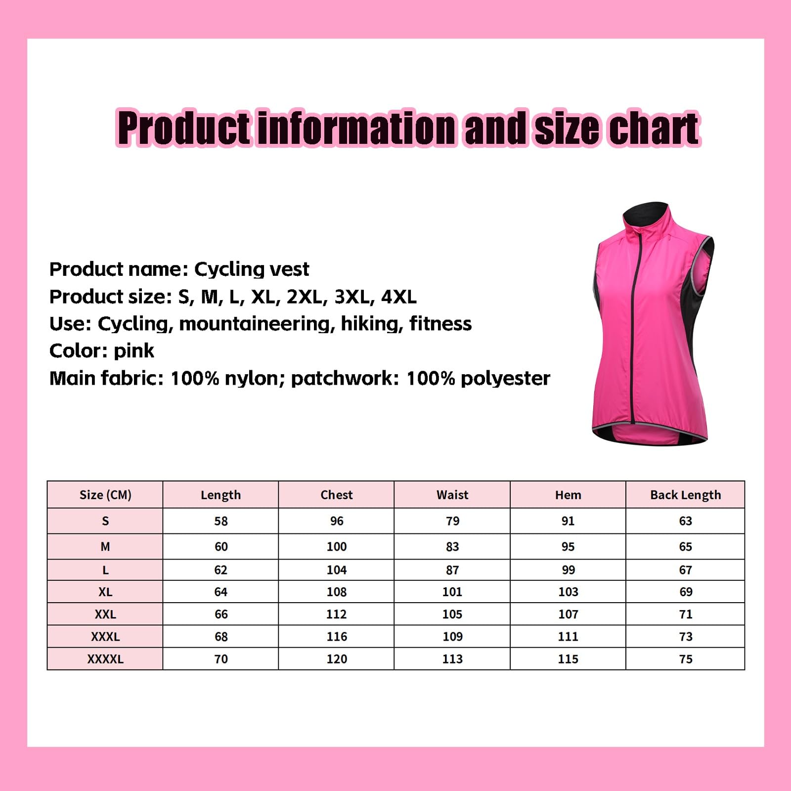 Gilet Da Ciclismo Da Donna, Ripiegabile, Antivento Con Fascia Riflettente Per Corsa, Ciclismo E Arrampicata