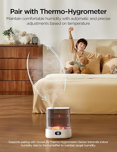 Miniatura 3 de GoveeLife Humidificadores inteligentes para dormitorio, llenado superior de niebla fría de 6 litros para habitación grande, sensor de humedad, modo