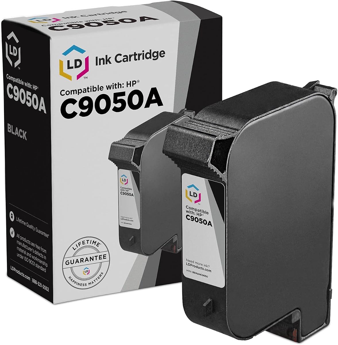 LD Products Remanufactured Ink Replacement for HP C9050A C9050 (Black)