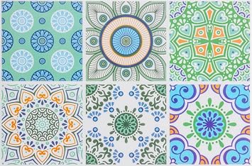 Self Adhesive Moroccan Bohemian Wall Tile,17.7"x11.8" 5/10 Sheets,Waterproof Vintage Mosaic Tiles Stickers for Kitchen Living Bathroom Bedroom Floor Blue1,10 Tlies