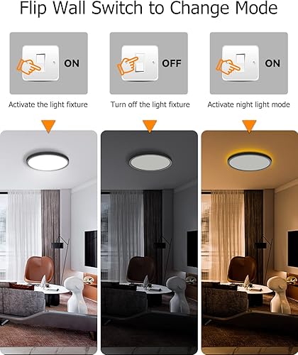 Miniatura 4 de Paquete de 2 luces LED de techo empotradas con luz nocturna 12 pulgadas24 W3200 LM 3000 K4000 K5000 K lámparas de techo LED regulables