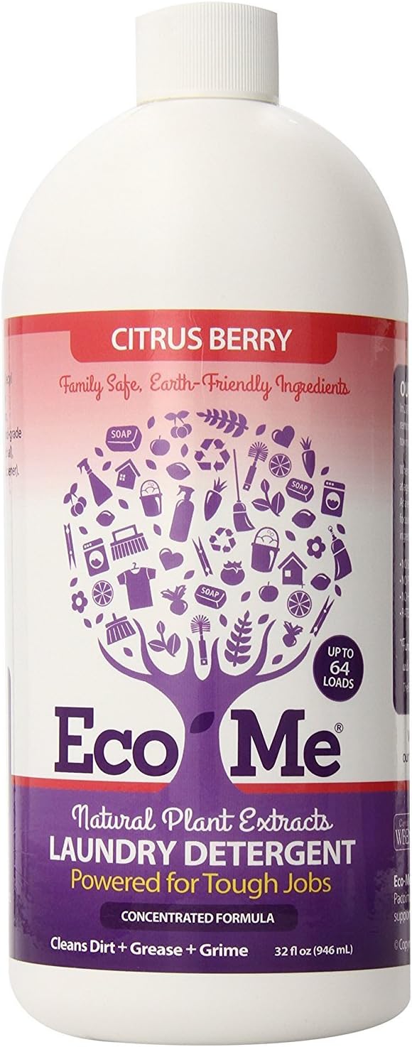 Eco-me Plant Based Concentrated Laundry Detergent, Clear Citrus Berry 32 Fl Oz (Pack of 1)