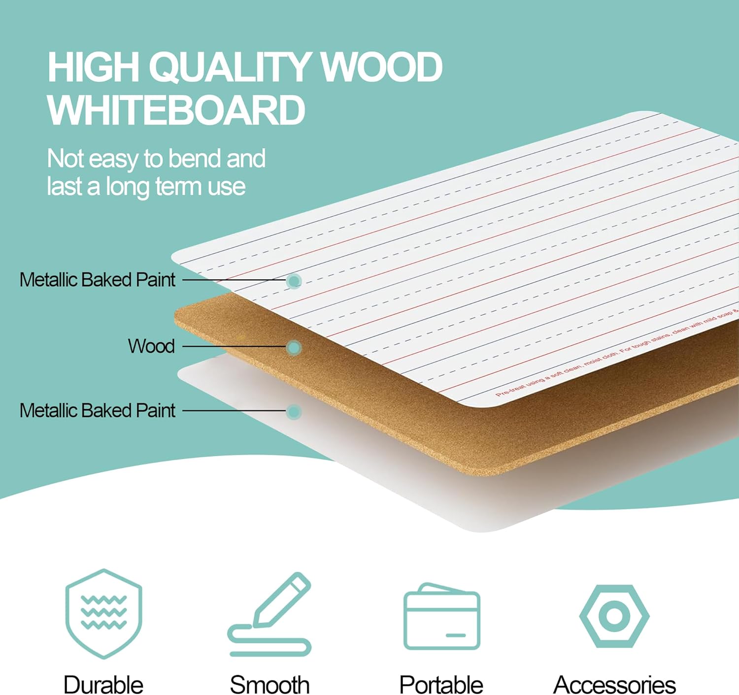 12 Pack Small White Boards, 9"x12" Double Sided Magnetic Dry Erase Boards Personal Handheld Whiteboards with Lines for Kids, Students, Teacher School, Include 12 Markers, 12 Erasers, 12X52 Pcs Letters