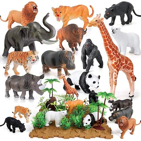 Amazon ミニ動物おもちゃ 動物のフィギュア リアル 動物モデル リアル動物12 点セット 草 木付け ミニ現実的な野生動物園 動物学習教育玩具 キッズおもちゃ 保育園教具 祝いプレゼント クリスマス プレゼント 誕生日プレゼント 44点ゼント ロボット 子ども向け
