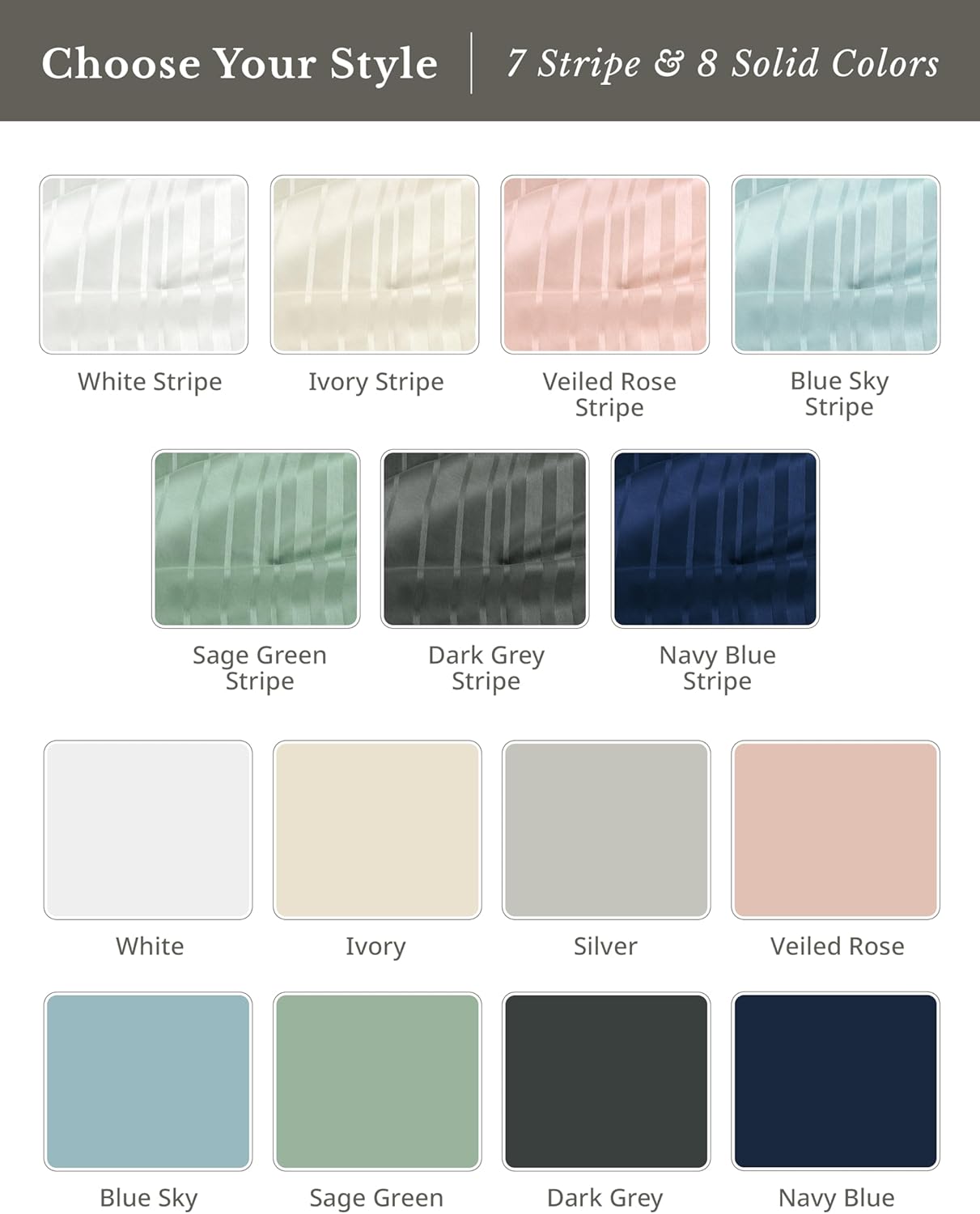 Casa Platino 100% Cotton Sheets Queen Size Set - 6 Pcs (1 Flat, 1 Fitted, 4 Pillowcases) - Striped 500 TC - Ultra Smooth Sateen Weave Bed Sheets, 15" Deep Pockets - Pure White Sheet Set
