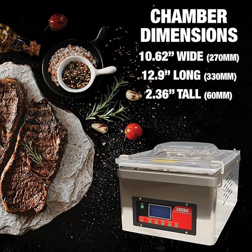 Miniatura 3 de Sellador al vacío de cámara, CM260, perfecto para cocinas domésticas y comerciales, nuevo panel de control digital