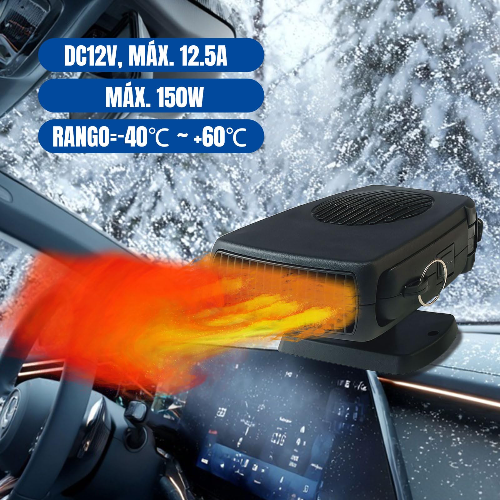 calefactor coche 12v,Kit de Calefacción Invierno Coche 150W calefactor coche mechero,niebla Coche Ventilador Calefacción Refrigeración 2 en 1 para Parabrisas