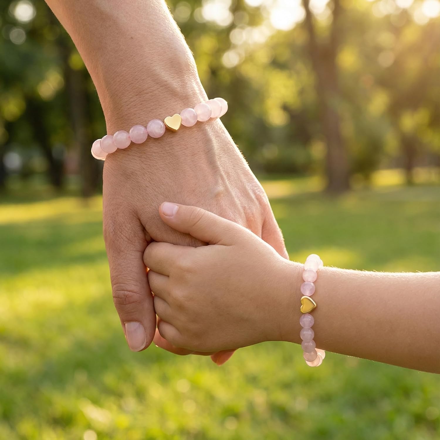 HGDEER Mother Daughter Bracelets Gifts, Rose Quartz Beads Heart Charm Jewelry Gifts Back to School Christmas Valentines Day Brithday Gifts with Quote Card and Velvet Gift Pouch - Image 6