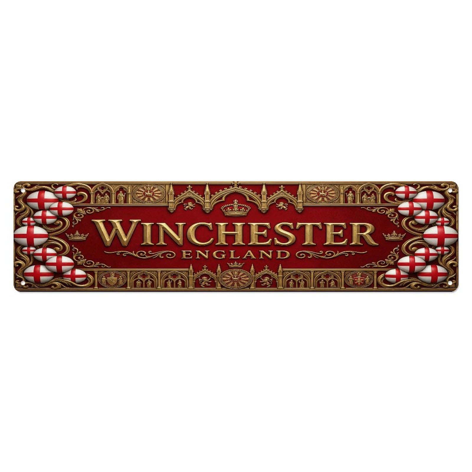 Gead 4X16inch Style Vintage Winchester England Flag Pattern Metal Tin Sign