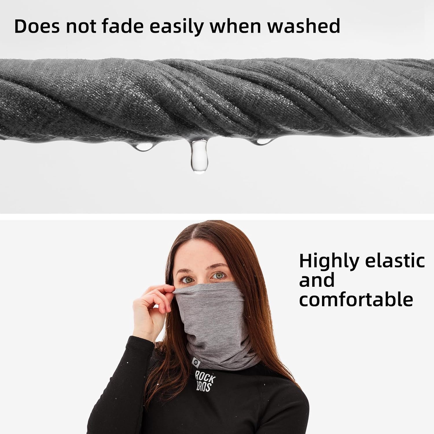 ROCKBROS Neck Gaiter for Men Women Winter Neck Warmer Breathable Windproof Elastic Half Face Mask for Cycling Running Hiking - Image 7