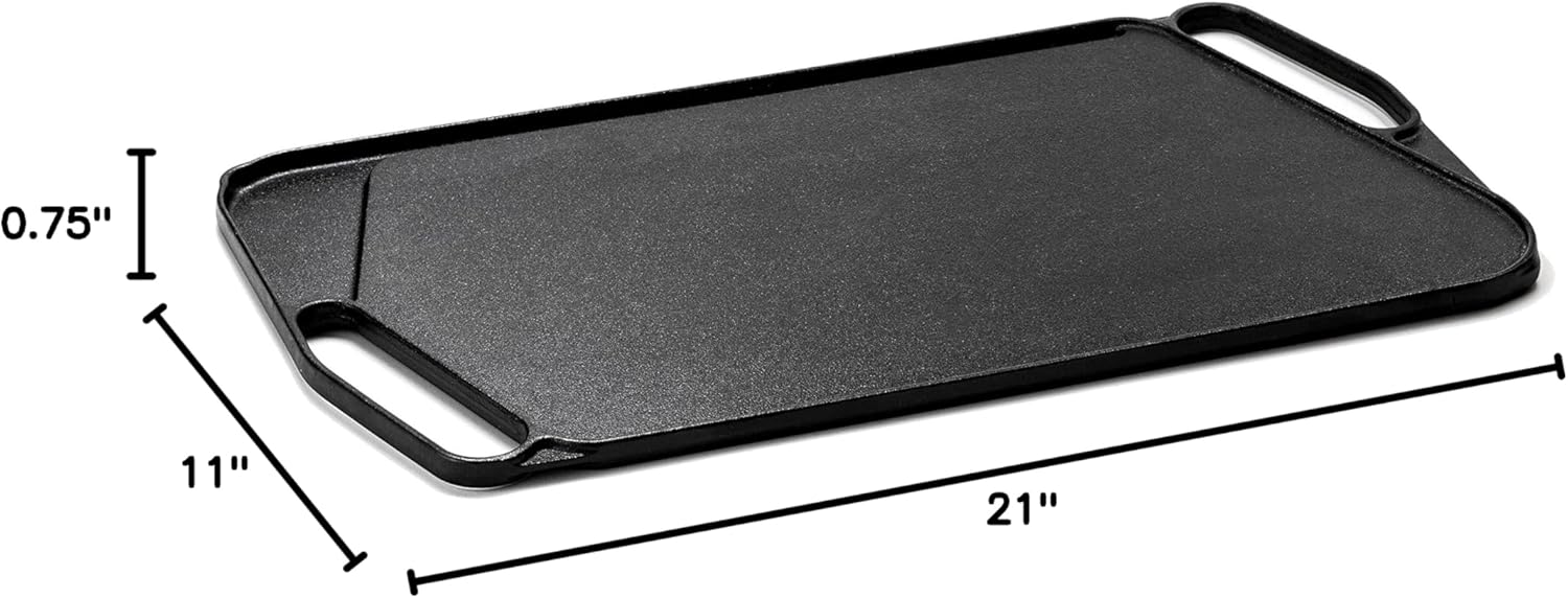 Barebones Cast Iron Grill Griddle - Reversible Flat Top Griddle Grill, Cast Iron Plate, Pre-Seasoned