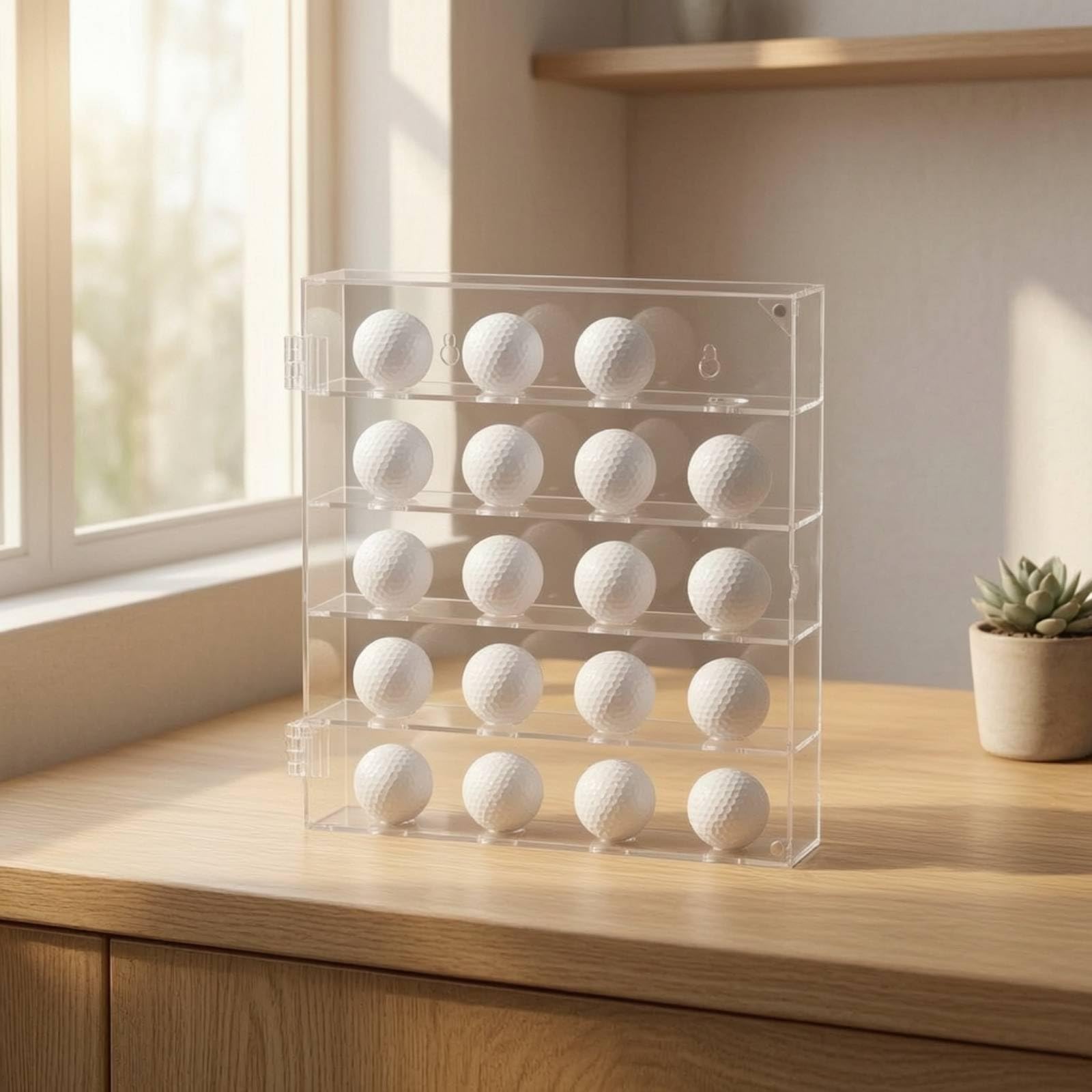 Vitrina Pelotas Golf con Montaje en Pared Transparente Vitrina Pelotas Golf Estante para Golfistas , 20 Bolas