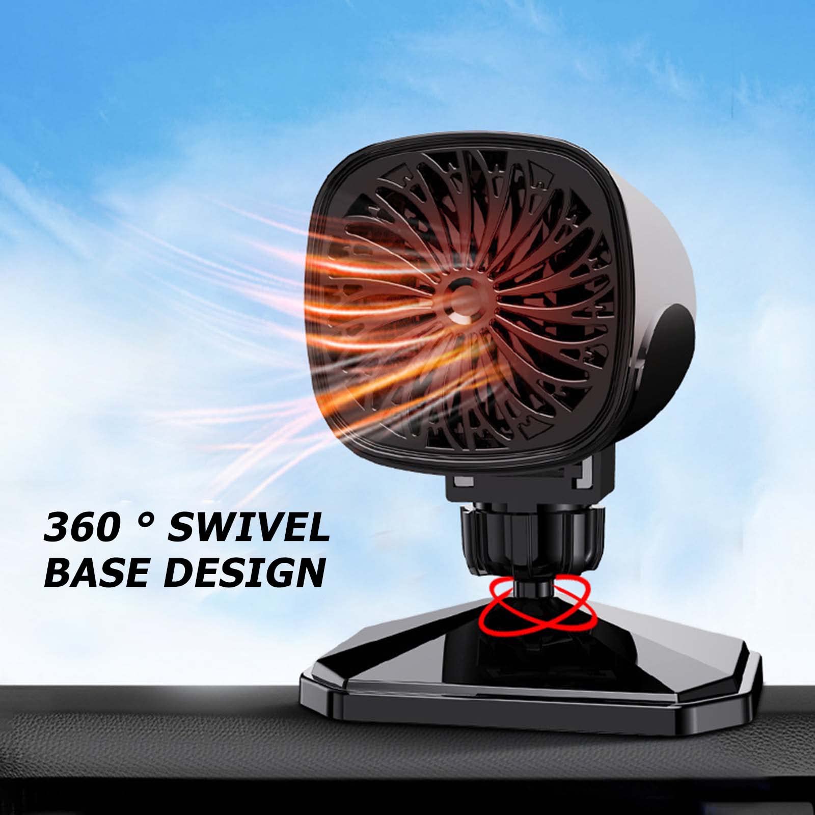 Auto-Heizlüfter, Multifunktional, 120 W, Windschutzscheiben-Defroster, 360-Grad-Drehung, Heizlüfter Für Selbstfahrende Reisen, Schwarz