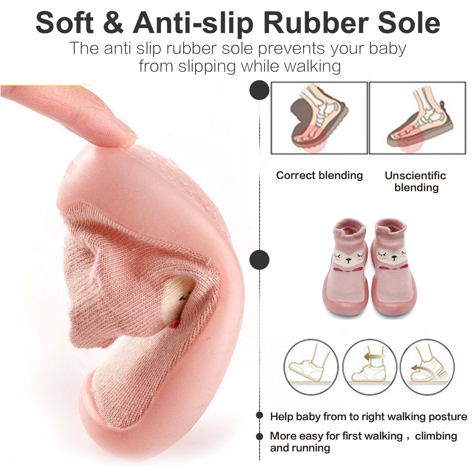 Baby Girls Boys First Walking Shoes Anti Slip Slippers Socks Barefoot Shoes Toddler Infant Non Slip Sole Shoes Breathable - 4