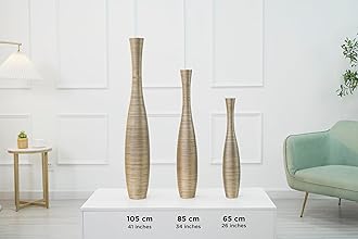 Leewadee Decorative Tall Floor Vase for Living Room Decor, 34 inches, Gold, Resin