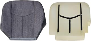 NLQR Front Driver Side Bottom Replacement Seat Cover Cloth Dark Gray #69C & Foam Cushion Compatible with Chevy Silverado GMC Sierra 1500 2500 3500 HD 2003 2004 2005 2006 2007 All Cab Types